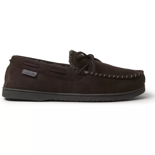 Dearfoams mens Toby Microsuede Moccasin With Tie Slipper