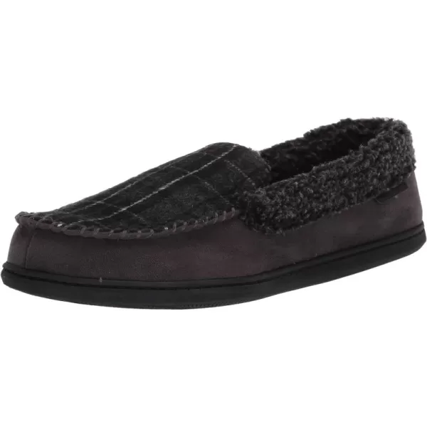 Dearfoams mens Eli Microfiber Indoor/Outdoor With Whipstitch Detail Suede Moccasin Slipper