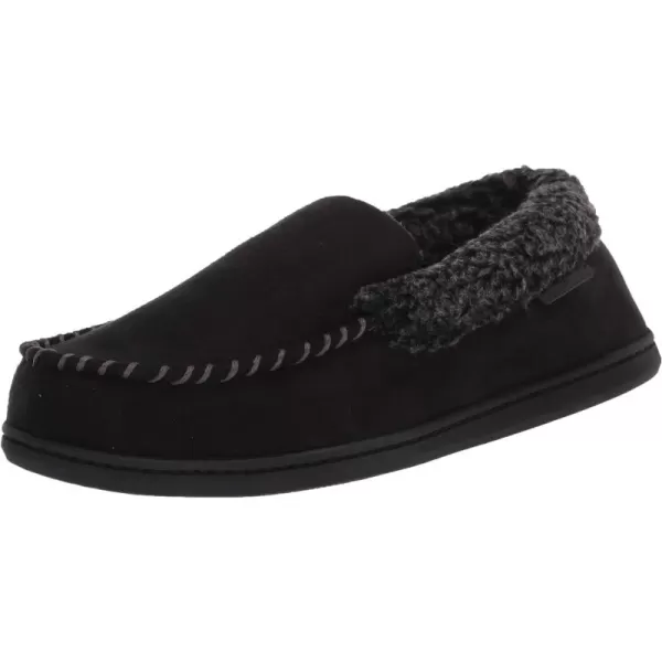 Dearfoams mens Eli Microfiber Indoor/Outdoor With Whipstitch Detail Suede Moccasin Slipper