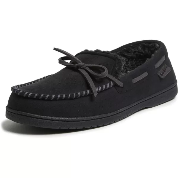 Dearfoams mens Toby Microsuede Moccasin With Tie Slipper