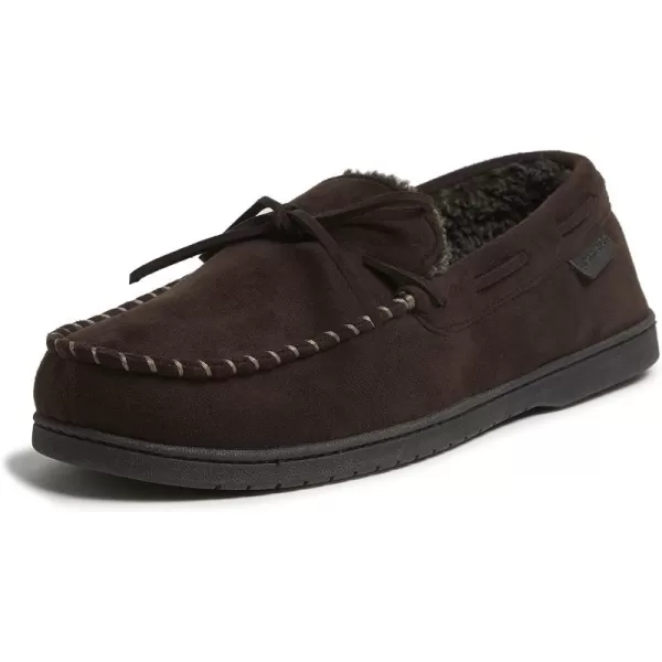 Dearfoams mens Toby Microsuede Moccasin With Tie Slipper