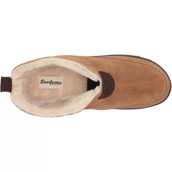 Dearfoams Mens Suede Boot SlipperChestnut