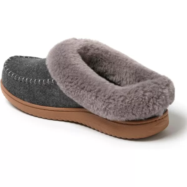 Dearfoams Womens Atley Indoor Outdoor House Shoe Fuzzy Memeory Foam Clog SlipperDark Heather Grey