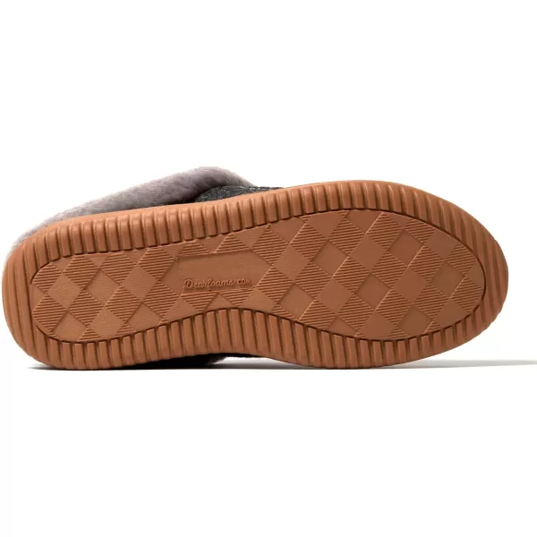 Dearfoams Womens Atley Indoor Outdoor House Shoe Fuzzy Memeory Foam Clog SlipperDark Heather Grey