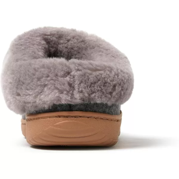 Dearfoams Womens Atley Indoor Outdoor House Shoe Fuzzy Memeory Foam Clog SlipperDark Heather Grey