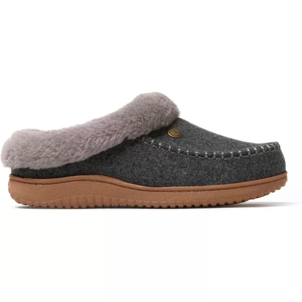 Dearfoams Womens Atley Indoor Outdoor House Shoe Fuzzy Memeory Foam Clog SlipperDark Heather Grey