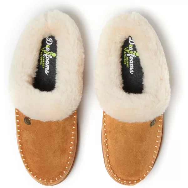 Dearfoams Womens Atley Indoor Outdoor House Shoe Fuzzy Memeory Foam Clog SlipperWhiskey