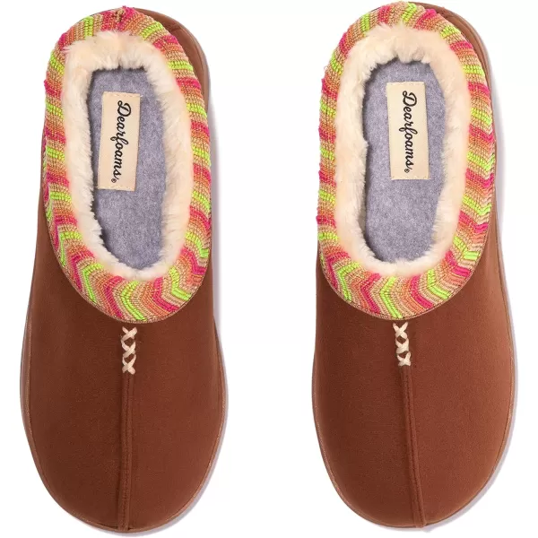 Dearfoams Womens Wren High Vamp Clog IndoorOutdoor Memory Foam House ShoeChestnut