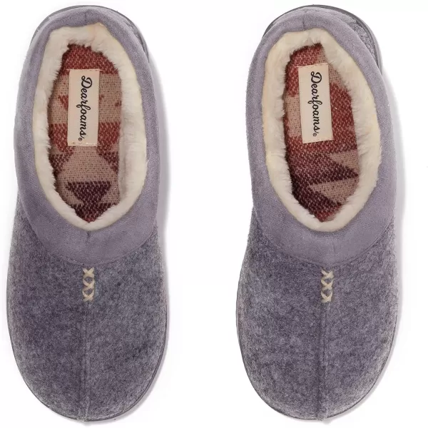 Dearfoams Womens Wren High Vamp Clog IndoorOutdoor Memory Foam House ShoeLight Heather Grey