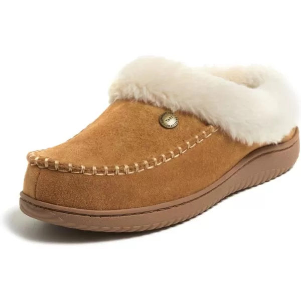Dearfoams Womens Atley Indoor Outdoor House Shoe Fuzzy Memeory Foam Clog SlipperWhiskey