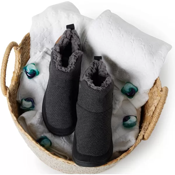 Dearfoams Mens James Woven Boot SlipperBlack