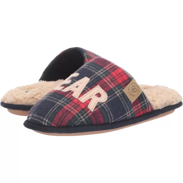 Dearfoams UnisexAdult Family Collection Grand Bear Plaid Clog SlipperNavy Blazer