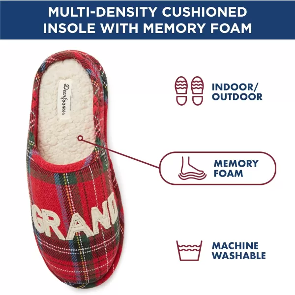 Dearfoams UnisexAdult Family Collection Grand Bear Plaid Clog SlipperTartan Plaid