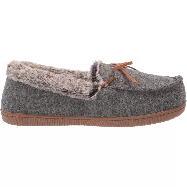 Dearfoams Womens Kristen Moccasin SlipperDark Heather Grey