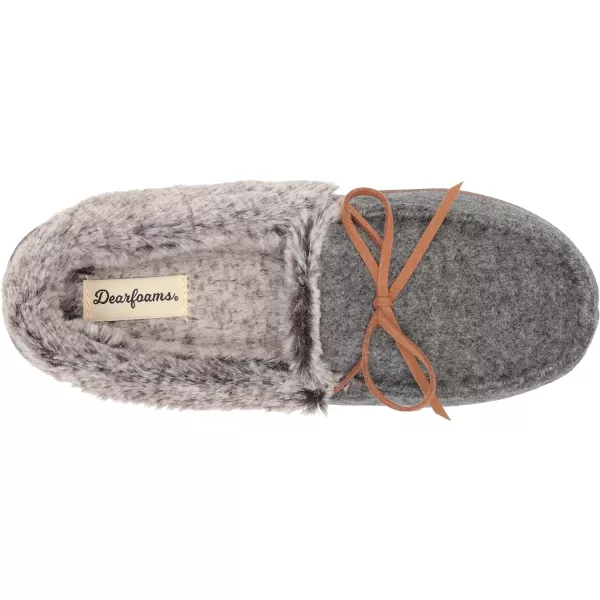 Dearfoams Womens Kristen Moccasin SlipperDark Heather Grey