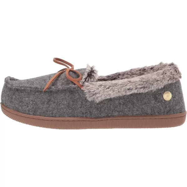 Dearfoams Womens Kristen Moccasin SlipperDark Heather Grey
