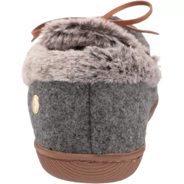 Dearfoams Womens Kristen Moccasin SlipperDark Heather Grey