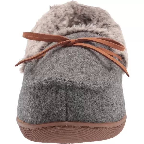 Dearfoams Womens Kristen Moccasin SlipperDark Heather Grey