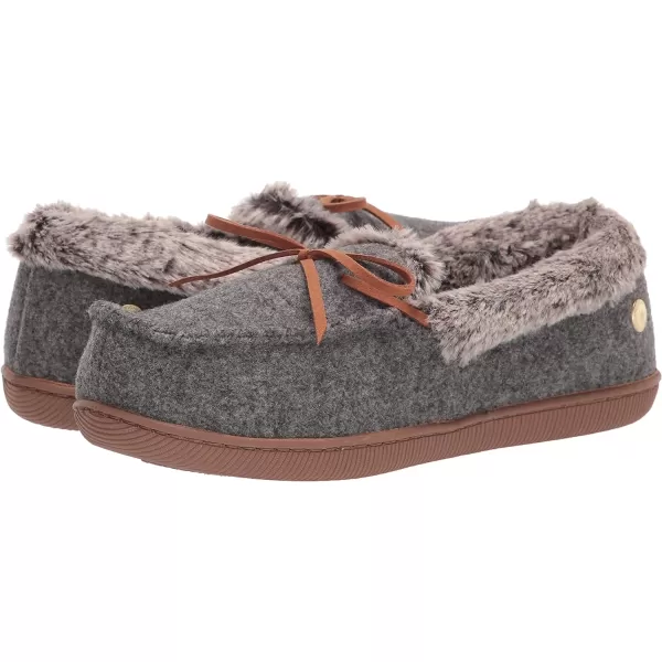 Dearfoams Womens Kristen Moccasin SlipperDark Heather Grey