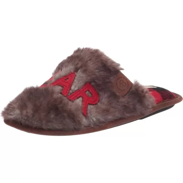 Dearfoams UnisexAdult Family Collection Grand Bear Plaid Clog SlipperBrown Frost
