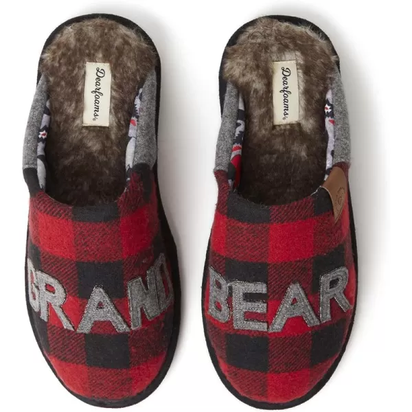 Dearfoams UnisexAdult Family Collection Grand Bear Plaid Clog SlipperFurry Plaid