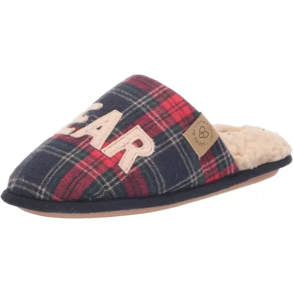Dearfoams UnisexAdult Family Collection Grand Bear Plaid Clog SlipperNavy Blazer
