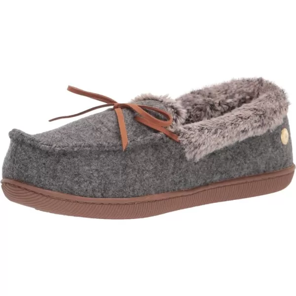 Dearfoams Womens Kristen Moccasin SlipperDark Heather Grey