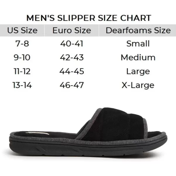 imageDearfoams Mens Adjustable IndoorOutdoor Memory Foam Machine Washable Summer Slide SlipperBlack Quilted