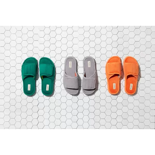 imageDearfoams Mens Adjustable IndoorOutdoor Memory Foam Machine Washable Summer Slide SlipperMedium Grey