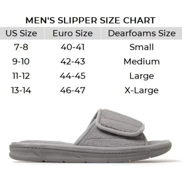 imageDearfoams Mens Adjustable IndoorOutdoor Memory Foam Machine Washable Summer Slide SlipperMedium Grey