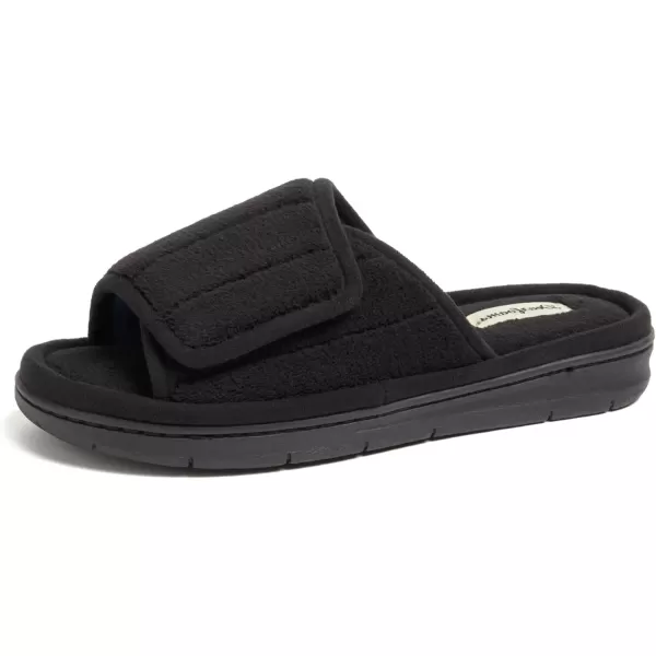 imageDearfoams Womens Adjustable IndoorOutdoor Machine Washable Memory Foam SlideBlack Terry