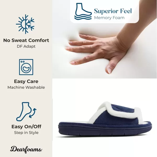imageDearfoams Womens Adjustable IndoorOutdoor Machine Washable Memory Foam SlideNavy