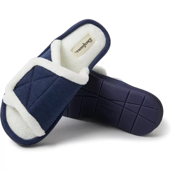 imageDearfoams Womens Adjustable IndoorOutdoor Machine Washable Memory Foam SlideNavy