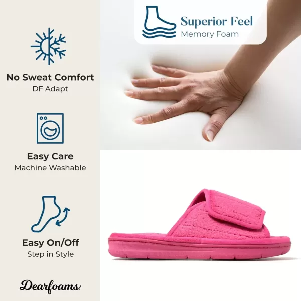 imageDearfoams Womens Adjustable IndoorOutdoor Machine Washable Memory Foam SlideParadise Pink Terry