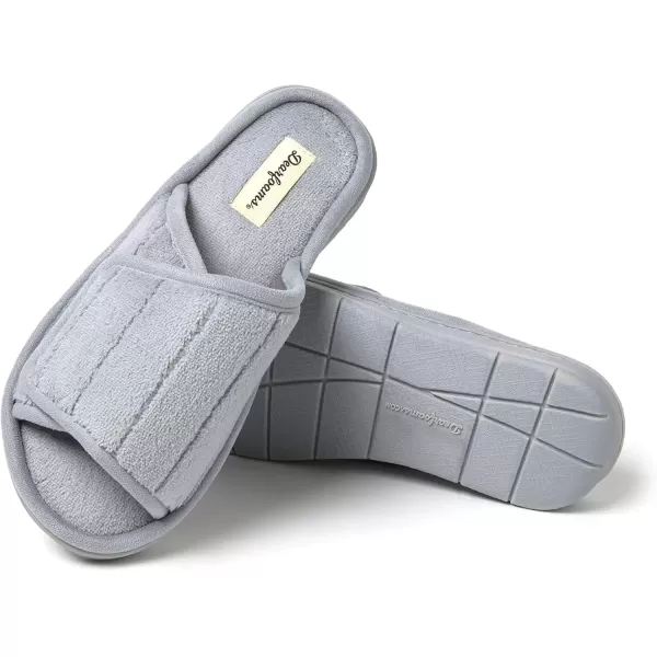 imageDearfoams Womens Adjustable IndoorOutdoor Machine Washable Memory Foam SlideSleet Terry