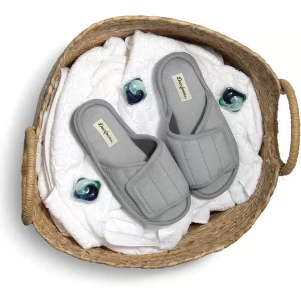 imageDearfoams Womens Adjustable IndoorOutdoor Machine Washable Memory Foam SlideSleet Terry