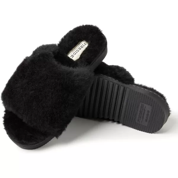 imageDearfoams Womens Fireside Cairns Shearling Easy OnOff Slide Sandal SlipperBlack