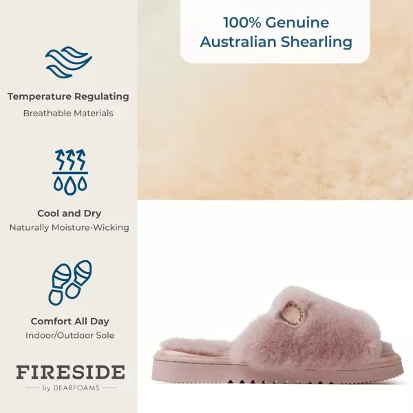 imageDearfoams Womens Fireside Cairns Shearling Easy OnOff Slide Sandal SlipperDusty Pink