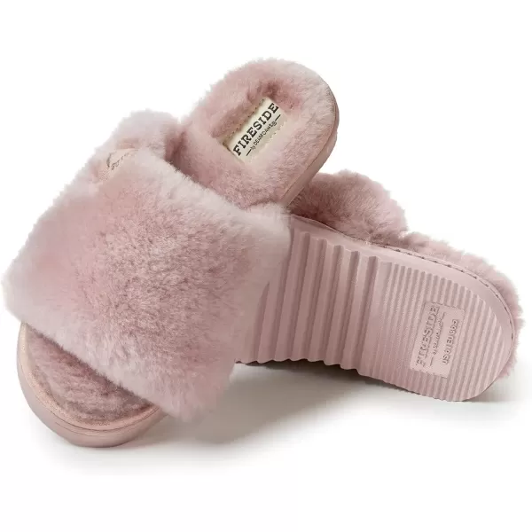 imageDearfoams Womens Fireside Cairns Shearling Easy OnOff Slide Sandal SlipperDusty Pink