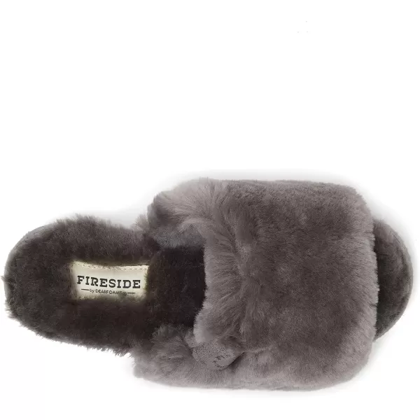 imageDearfoams Womens Fireside Cairns Shearling Easy OnOff Slide Sandal SlipperGrey