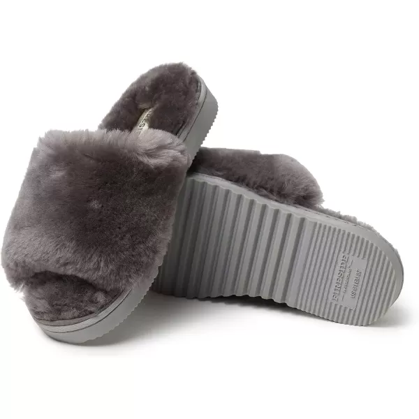 imageDearfoams Womens Fireside Cairns Shearling Easy OnOff Slide Sandal SlipperGrey