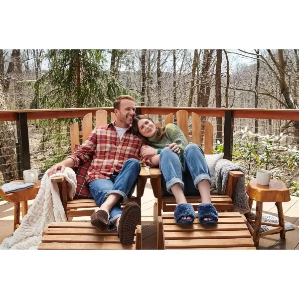 imageDearfoams Womens Fireside Cairns Shearling Easy OnOff Slide Sandal SlipperNavy