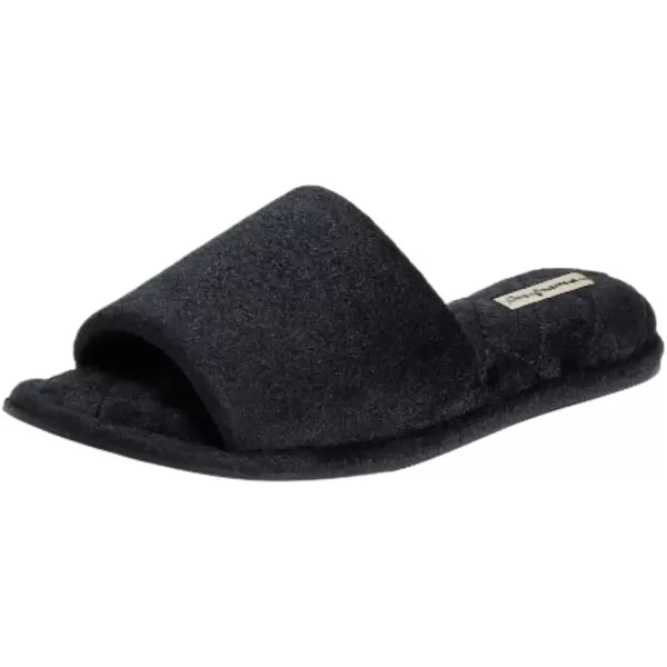 imageDearfoams Womens Indoor Fuzzy Memory Foam Cloud Slip On Beatrice House Slide SlipperBlack Velour