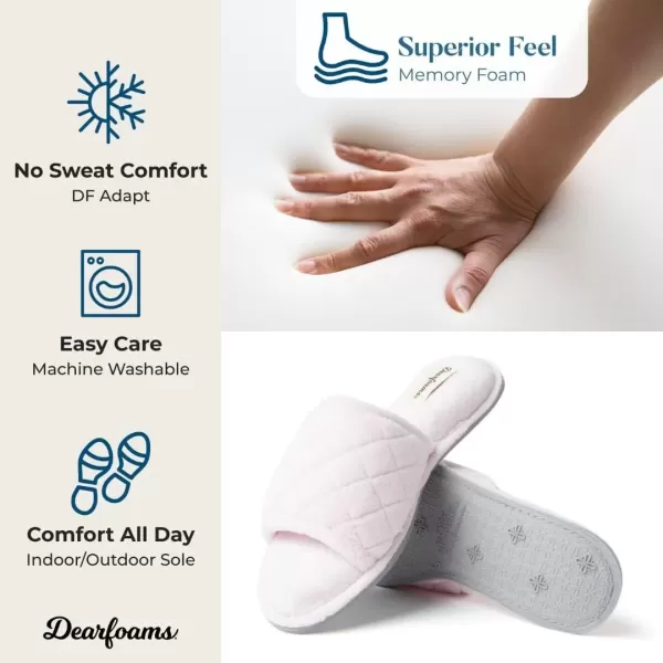 imageDearfoams Womens Indoor Fuzzy Memory Foam Cloud Slip On Beatrice House Slide SlipperFresh Pink Terry