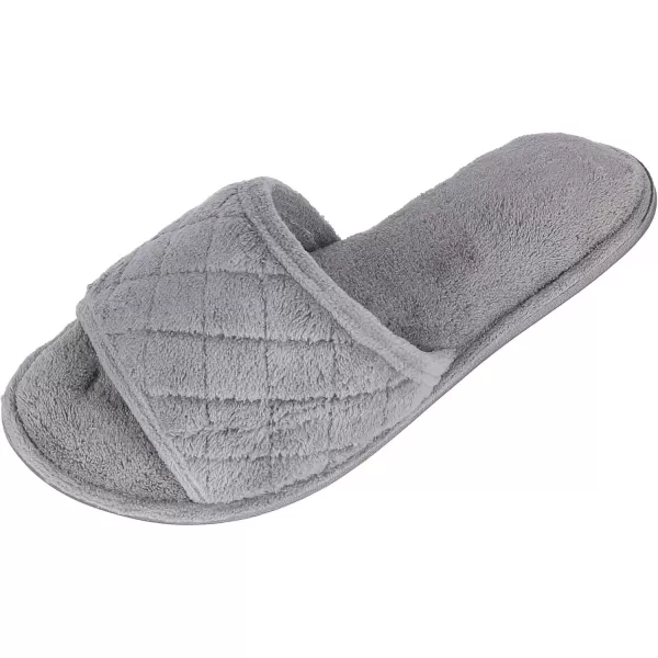imageDearfoams Womens Indoor Fuzzy Memory Foam Cloud Slip On Beatrice House Slide SlipperMedium Grey