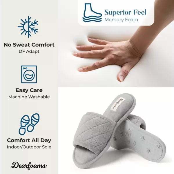 imageDearfoams Womens Indoor Fuzzy Memory Foam Cloud Slip On Beatrice House Slide SlipperMedium Grey Terry