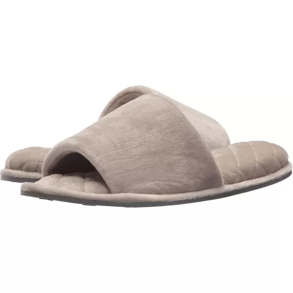 imageDearfoams Womens Indoor Fuzzy Memory Foam Cloud Slip On Beatrice House Slide SlipperPewter Velour