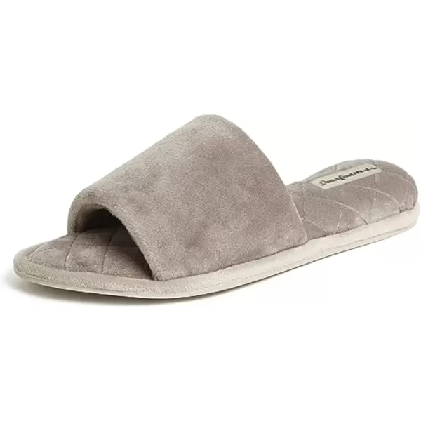 imageDearfoams Womens Indoor Fuzzy Memory Foam Cloud Slip On Beatrice House Slide SlipperPewter Velour