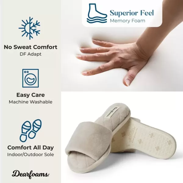imageDearfoams Womens Indoor Fuzzy Memory Foam Cloud Slip On Beatrice House Slide SlipperPewter Velour