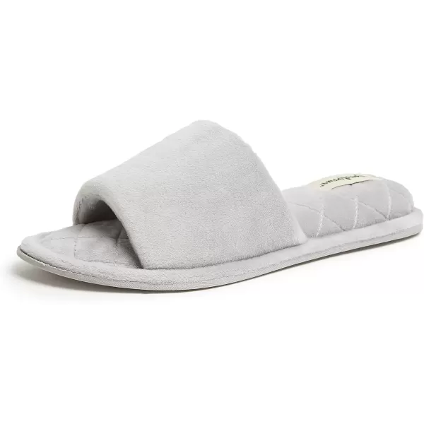 imageDearfoams Womens Indoor Fuzzy Memory Foam Cloud Slip On Beatrice House Slide SlipperSleet Velour